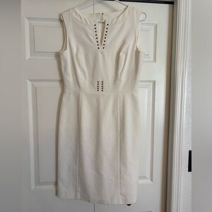 Tahari Ivory Sleeveless Midi Dress